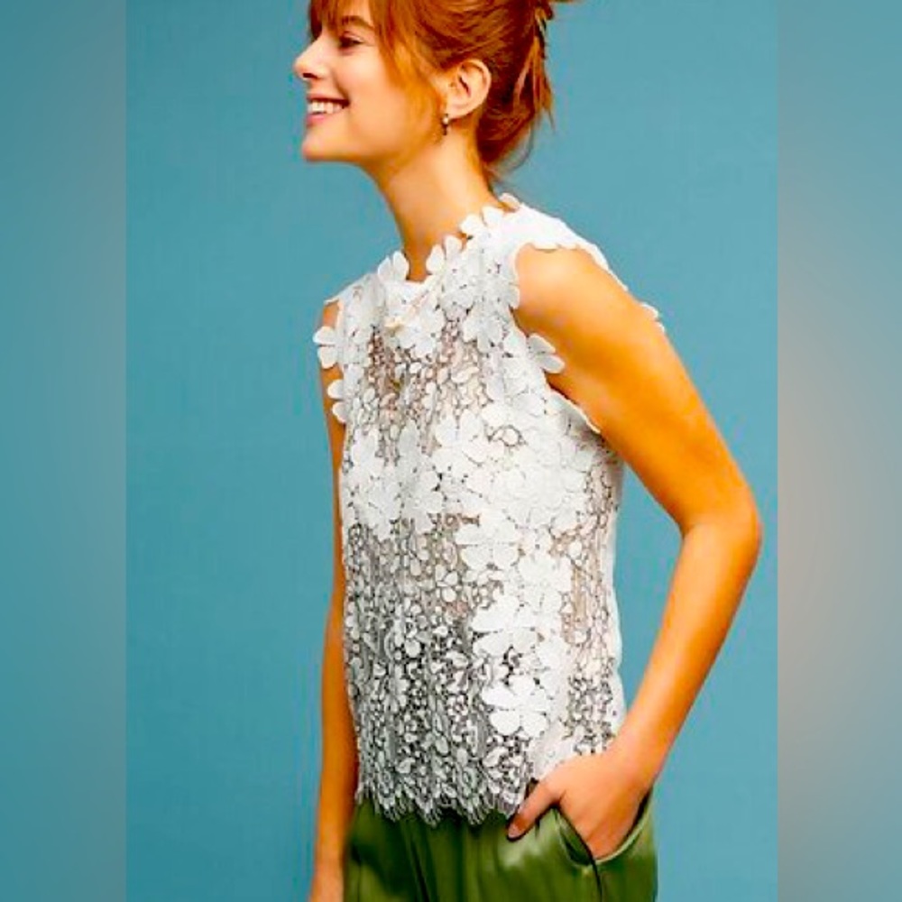 Blue Tassel for Anthropologie 🌸 embroidered lace blouse